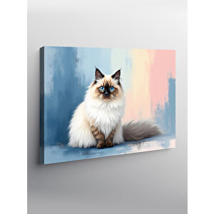 Kanvas Tablo Uzun Tüylü Kedi Portresi 70x100 cm