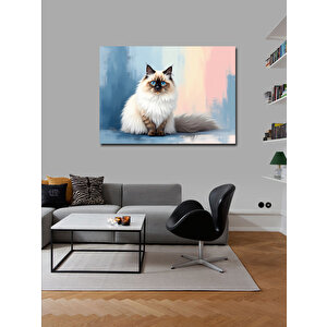 Kanvas Tablo Uzun Tüylü Kedi Portresi 70x100 cm