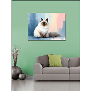 Kanvas Tablo Uzun Tüylü Kedi Portresi 70x100 cm