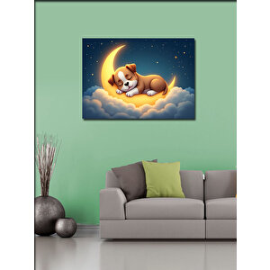 Kanvas Tablo Ay Işığında Uyuyan Köpek 100x140 cm