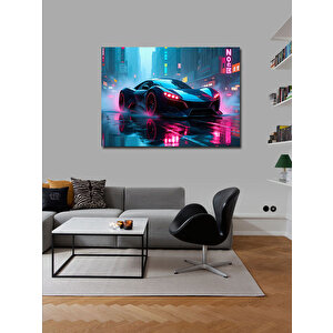 Kanvas Tablo Neon Işıklı Spor Araba 70x100 cm