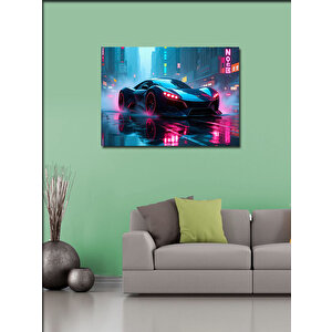 Kanvas Tablo Neon Işıklı Spor Araba 70x100 cm
