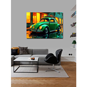 Kanvas Tablo Yeşil Retro Vosvos Araba 50x70 cm