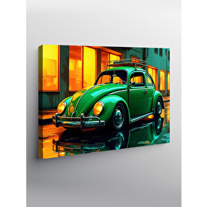 Kanvas Tablo Yeşil Retro Vosvos Araba 70x100 cm