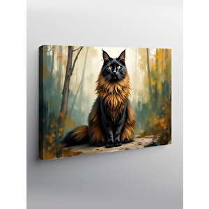 Kanvas Tablo Uzun Tüylü Kedi Portresi 70x100 cm