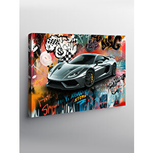 Kanvas Tablo Grafitili Spor Araba 100x140 cm