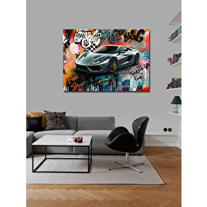 Kanvas Tablo Grafitili Spor Araba 100x140 cm
