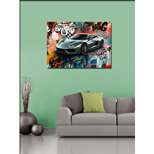 Kanvas Tablo Grafitili Spor Araba 100x140 cm