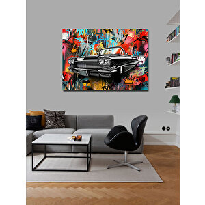 Kanvas Tablo Grafitili Klasik Araba 100x140 cm