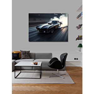 Kanvas Tablo Siyah Spor Araba Pistte 50x70 cm