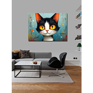 Kanvas Tablo Turuncu Gözlü Kedi Portresi 70x100 cm