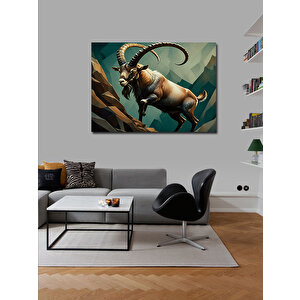 Kanvas Tablo Dağ Keçisi Pozlama Çizimi 100x140 cm