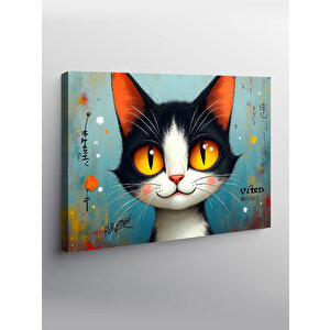 Kanvas Tablo Turuncu Gözlü Kedi Portresi 50x70 cm