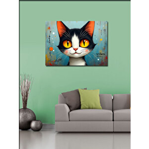 Kanvas Tablo Turuncu Gözlü Kedi Portresi 50x70 cm