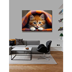 Kanvas Tablo Battaniyede Sevimli Kedi 50x70 cm