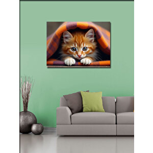 Kanvas Tablo Battaniyede Sevimli Kedi 50x70 cm