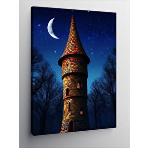 Kanvas Tablo Gece Kulesi 100x140 cm