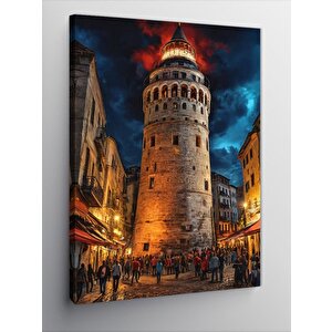 Kanvas Tablo Galata Kulesi Gece 100x140 cm