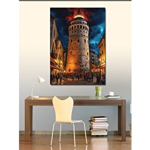 Kanvas Tablo Galata Kulesi Gece 100x140 cm