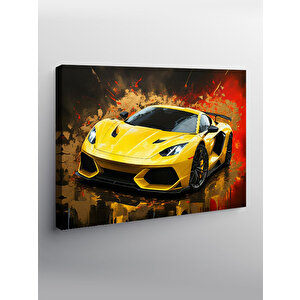 Kanvas Tablo Sarı Spor Araba Çizimi 100x140 cm