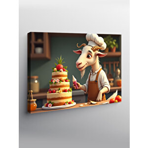 Kanvas Tablo Pasta Yapan Keçi Figürü 100x140 cm