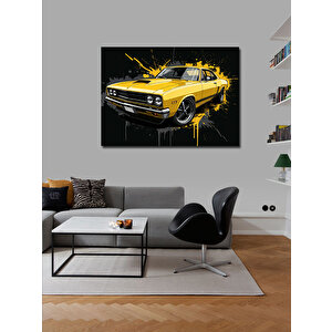 Kanvas Tablo Sarı Klasik Araba Çizimi 50x70 cm