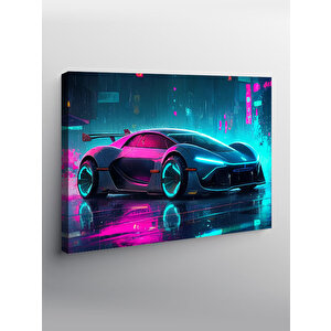 Kanvas Tablo Neon Spor Araba 50x70 cm