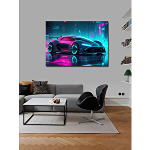 Kanvas Tablo Neon Spor Araba 70x100 cm