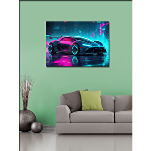 Kanvas Tablo Neon Spor Araba 100x140 cm