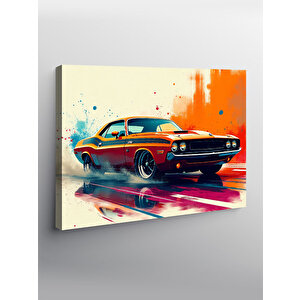Kanvas Tablo Neon Işıklı Klasik Araba 100x140 cm