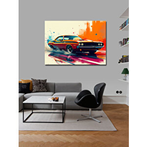 Kanvas Tablo Neon Işıklı Klasik Araba 100x140 cm
