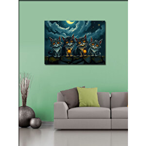 Kanvas Tablo Karanlık Kedi Topluluğu 70x100 cm