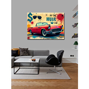 Kanvas Tablo Vintage Kırmızı Araba 50x70 cm