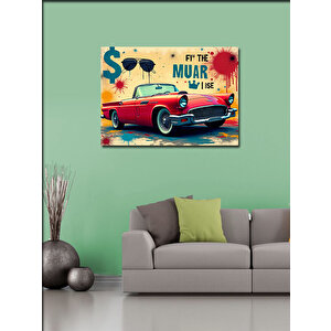 Kanvas Tablo Vintage Kırmızı Araba 70x100 cm