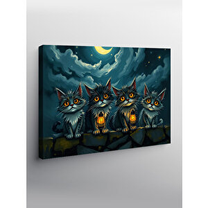 Kanvas Tablo Karanlık Kedi Topluluğu 50x70 cm