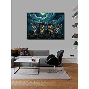 Kanvas Tablo Karanlık Kedi Topluluğu 50x70 cm