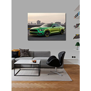 Kanvas Tablo Yeşil Mustang Spor Araba 100x140 cm