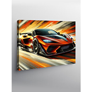 Kanvas Tablo Turuncu Spor Araba Çizimi 100x140 cm