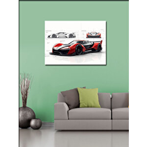 Kanvas Tablo Teknik Spor Araba Çizimi 50x70 cm