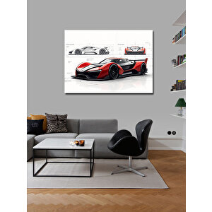 Kanvas Tablo Teknik Spor Araba Çizimi 70x100 cm
