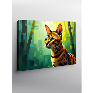 Kanvas Tablo Benekli Kedi Portresi 70x100 cm