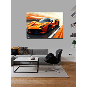 Kanvas Tablo Turuncu Spor Araba Tasarımı 100x140 cm