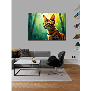 Kanvas Tablo Benekli Kedi Portresi 100x140 cm