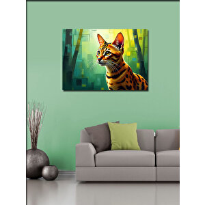 Kanvas Tablo Benekli Kedi Portresi 100x140 cm