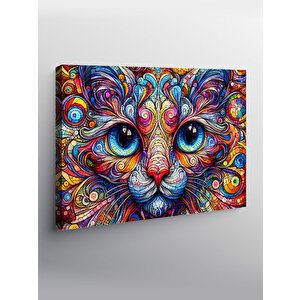 Kanvas Tablo Renkli Kedi Portresi 50x70 cm
