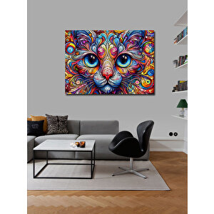 Kanvas Tablo Renkli Kedi Portresi 50x70 cm
