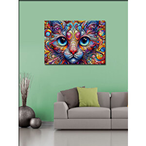 Kanvas Tablo Renkli Kedi Portresi 50x70 cm