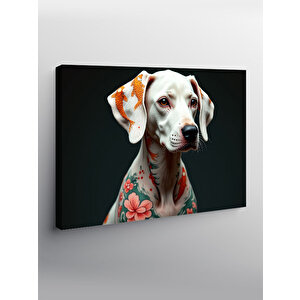Kanvas Tablo Çiçek Desenli Dalmaçyalı Köpek 50x70 cm