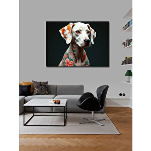 Kanvas Tablo Çiçek Desenli Dalmaçyalı Köpek 50x70 cm