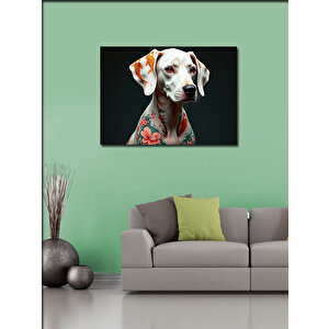 Kanvas Tablo Çiçek Desenli Dalmaçyalı Köpek 50x70 cm
